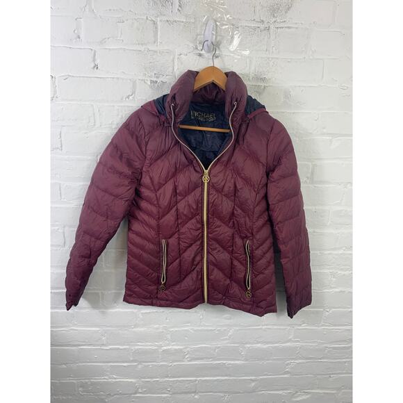 MICHAEL Michael Kors Women's Packable Down Fill Puffer Jacket Maroon Size S - Picture 1 of 5